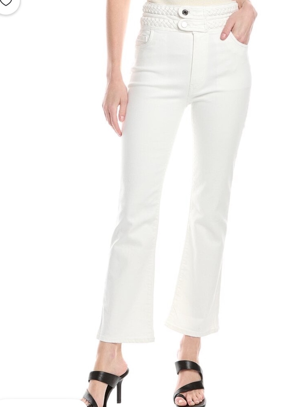 DEREK LAM 10 CROSBY HARLOW BRAIDED WAIST ECRU CROPPED JEAN NWT